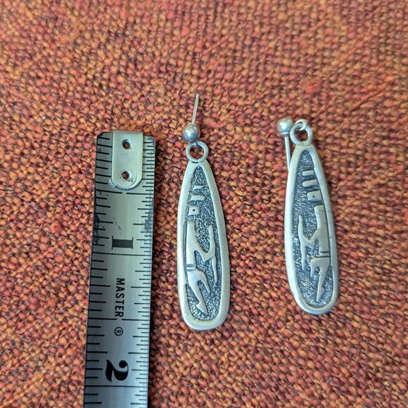 Vintage Gibson Gene Navajo Sterling Silver Earrings Native American Dancer Boho - Picture 4 of 8